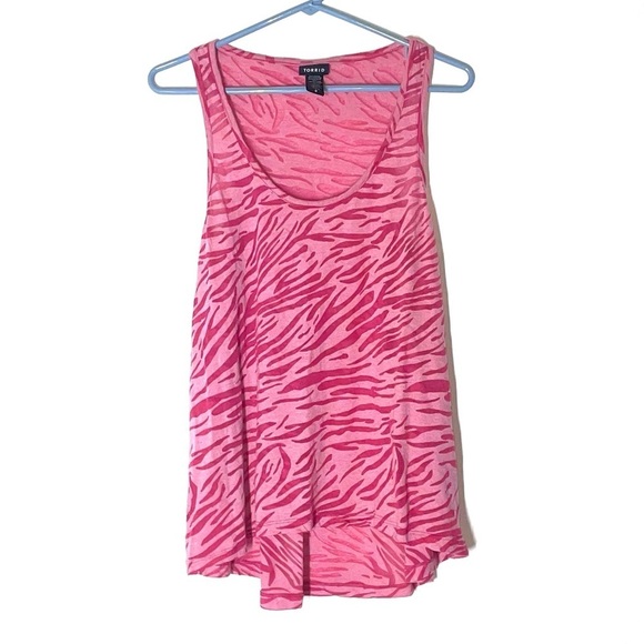 Torrid Pink Zebra Burnout Tank Top Size 0 / Large - Picture 1 of 6